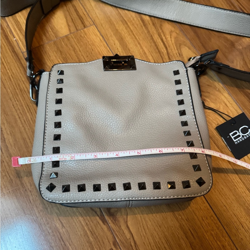 Mini Taupe Studded Vegan Crossbody - Picture 8 of 11